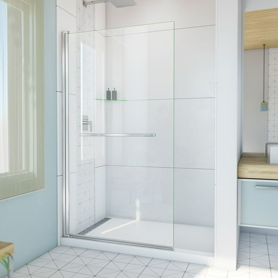 DreamLine SD-374072Q-01 Aqua-Q Swing 39 1/2 in. W x 72 in. H Frameless Shower Door in Chrome