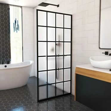 DreamLine SDFL34W720XTX87 Rhone 34" W x 72" H Frameless Shower Screen in Satin Black