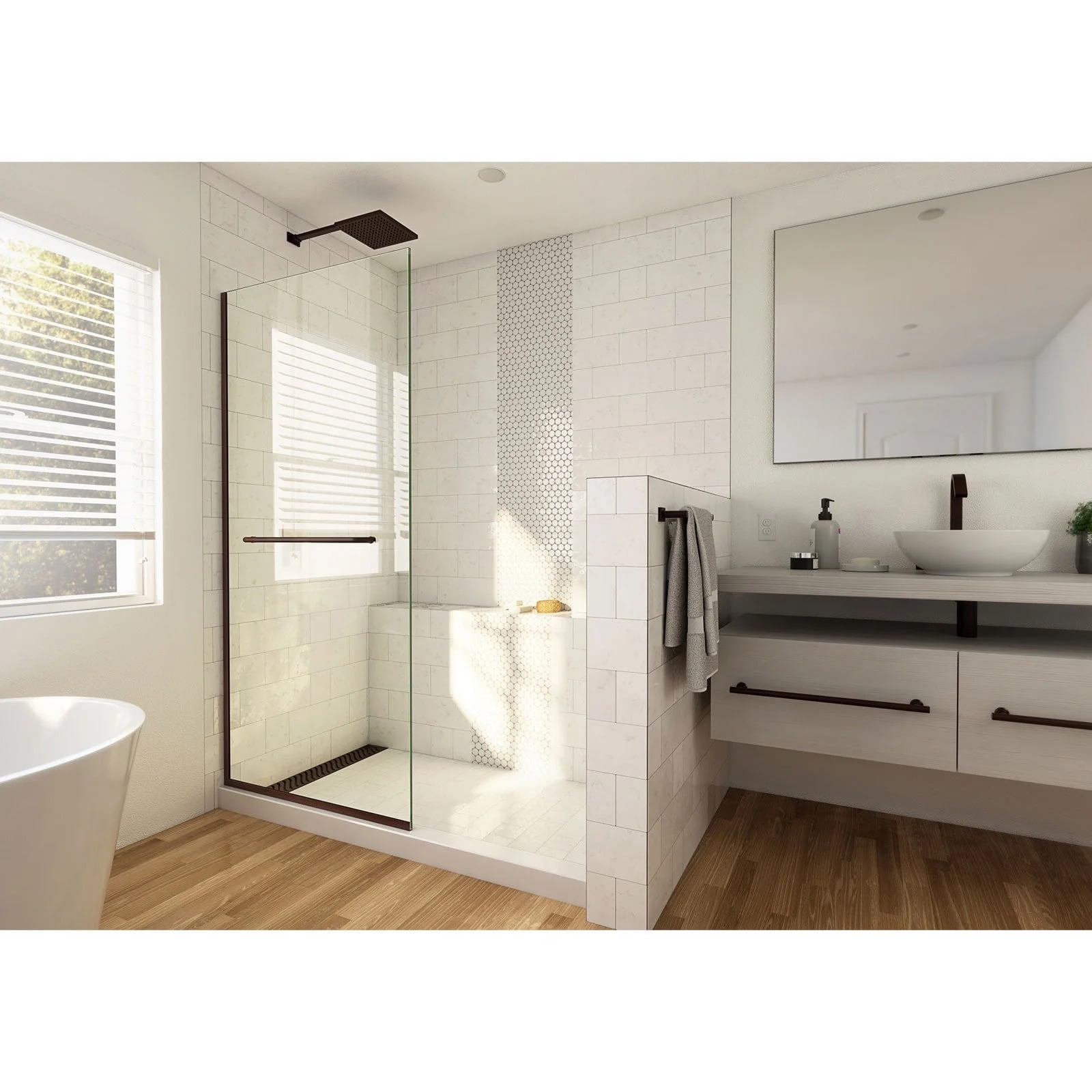Linea 34" x 72" Frameless Shower Screen in Oil Rubbed Bronze
