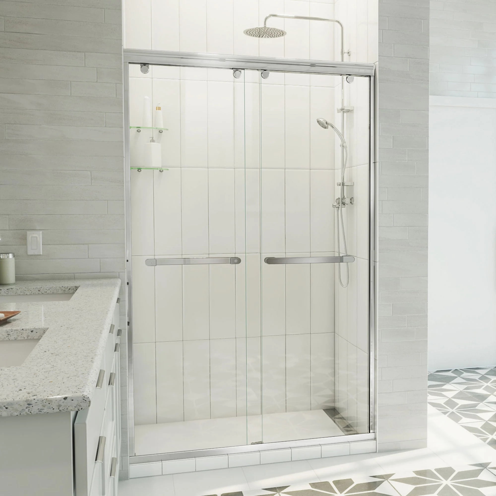 Charisma-X 48'' W x 76'' H Chrome Frameless Sliding Shower Door