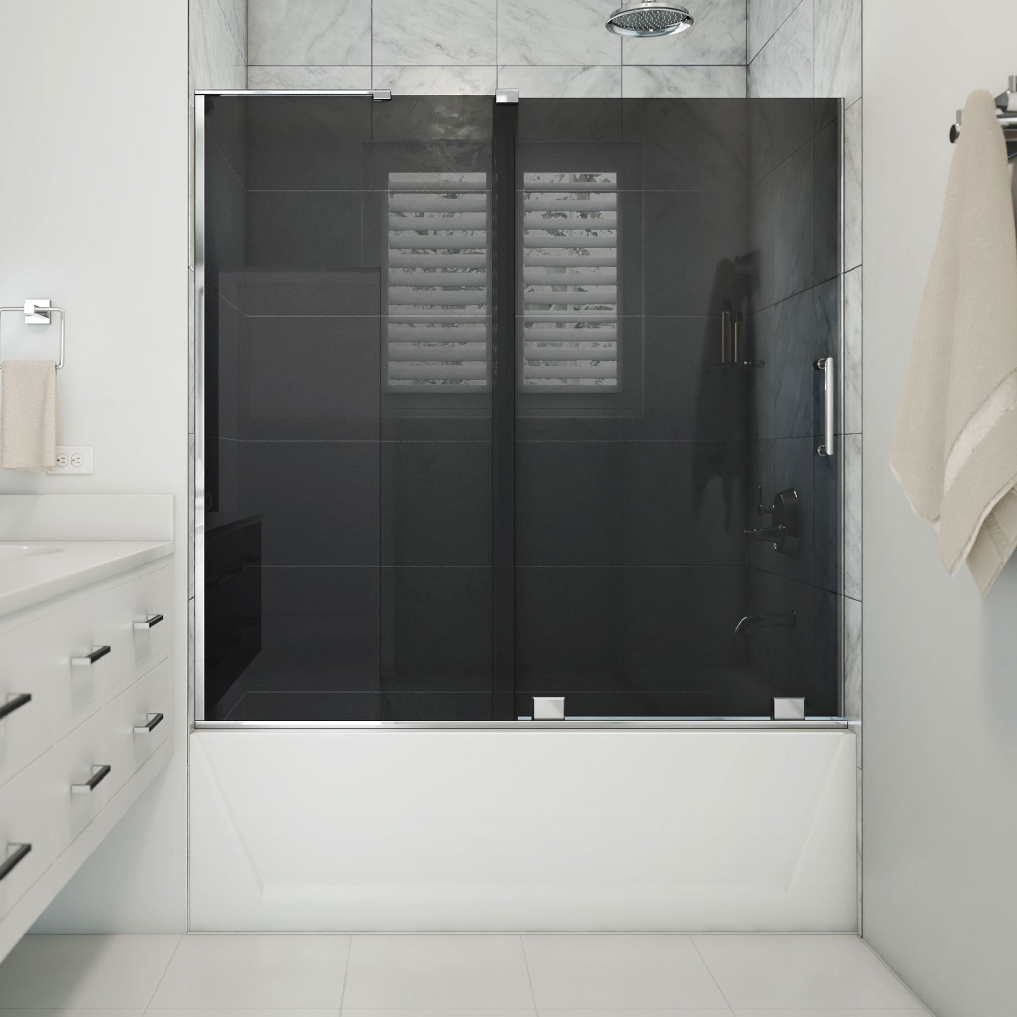 Mirage-X 56-60" Frameless Chrome Sliding Tub Door