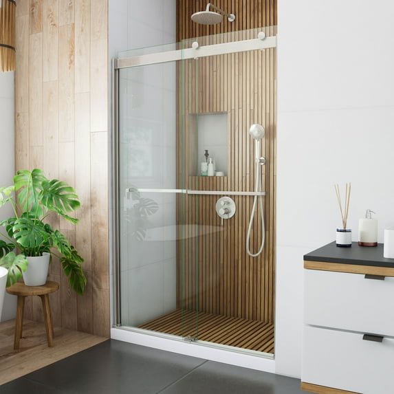 DreamLine Sapphire 44-48 in. W x 76 in. H Semi-Frameless Bypass Shower Door in Brushed Nickel