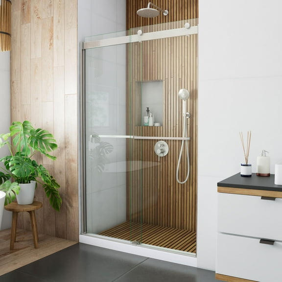 DreamLine Sapphire 44-48 in. W x 76 in. H Semi-Frameless Bypass Shower Door in Brushed Nickel