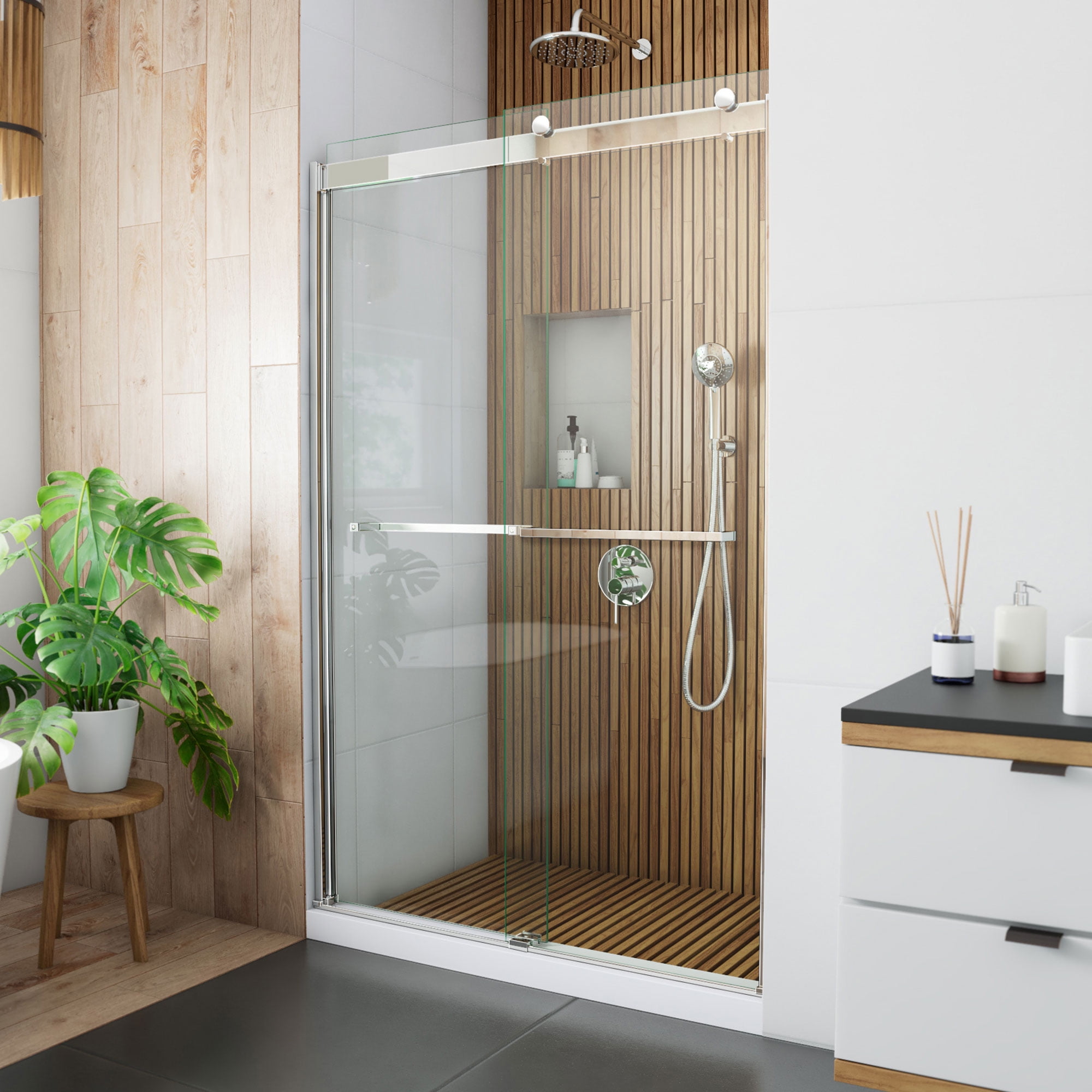 Sapphire 44-48" Brushed Nickel Semi-Frameless Sliding Shower Door