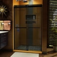 thumbnail image 1 of DreamLine Sapphire 44-48 in. W x 76 in. H Semi-Frameless Bypass Shower Door in Satin Black and Gray Glass, 1 of 9