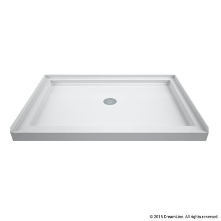 DreamLine SlimLine 34 in. D x 48 in. W x 2 3/4 in. H Center Drain Single Threshold Shower Base in White