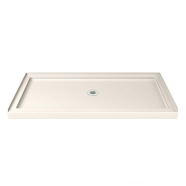 DreamLine SlimLine 34 in. D x 54 in. W x 2 3/4 in. H Center Drain Single Threshold Shower Base in Biscuit