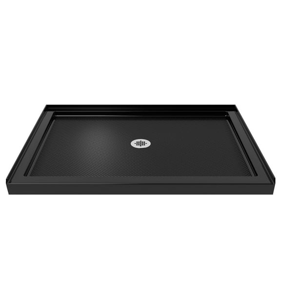 SlimLine 36 Inch D x 42 Inch W x 2-3/4 Inch H Center Drain Single Threshold Shower Base in Black