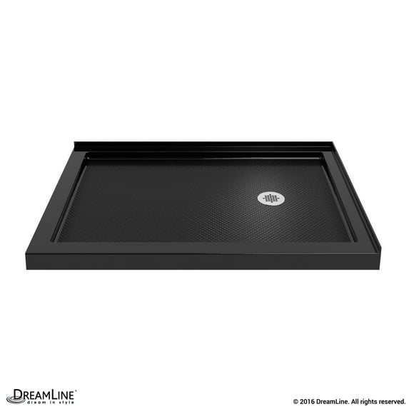 DreamLine SlimLine 36 in. D x 54 in. W x 2 3/4 in. H Right Drain Double Threshold Shower Base in Black DLT-1036542-88