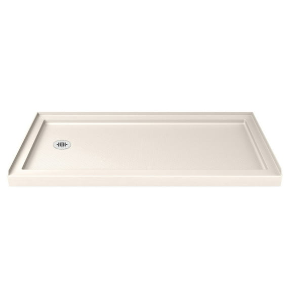 DreamLine SlimLine 36 in. D x 60 in. W x 2 3/4 in. H Left Drain Single Threshold Shower Base in Biscuit
