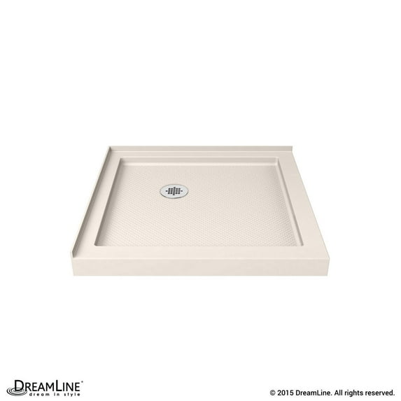 DreamLine SlimLine 42 in. D x 42 in. W x 2 3/4 in. H Double Threshold Shower Base in Biscuit DLT-1042420-22
