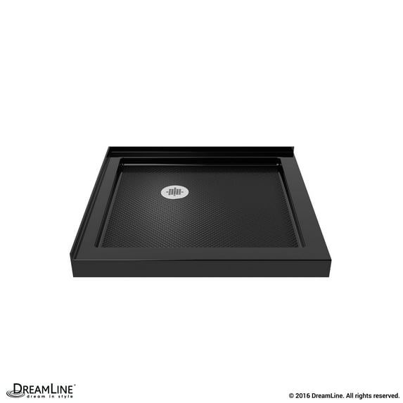 DreamLine SlimLine 42 in. D x 42 in. W x 2 3/4 in. H Double Threshold Shower Base in Black DLT-1042420-88