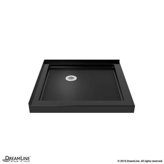 DreamLine SlimLine 42 in. D x 42 in. W x 2 3/4 in. H Double Threshold Shower Base in Black DLT-1042420-88