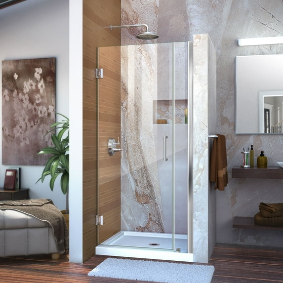 DreamLine Unidoor 33-34 in. W x 72 in. H Frameless Hinged Shower Door in Chrome