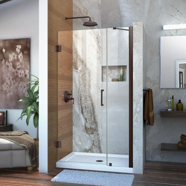DreamLine Unidoor 35-36 in. W x 72 in. H Frameless Hinged Shower Door with Support Arm in Oil Rubbed Bronze