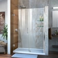 thumbnail image 1 of DreamLine Unidoor 51-52 in. W x 72 in. H Frameless Hinged Shower Door with Shelves in Chrome, 1 of 10
