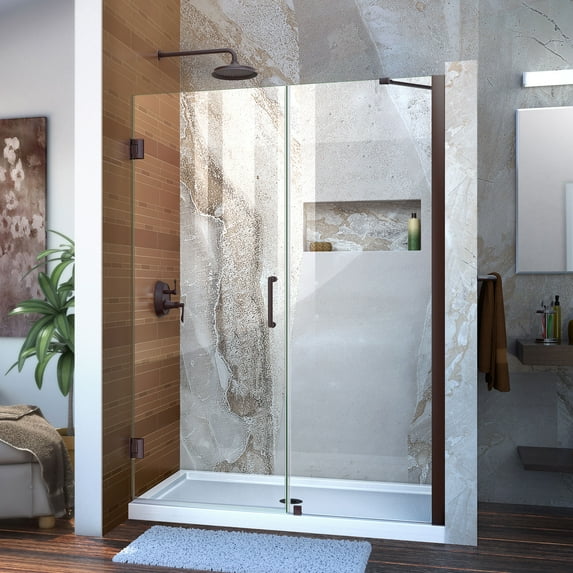 DreamLine Unidoor 52-53 in. W x 72 in. H Frameless Hinged Shower Door with Support Arm in Oil Rubbed Bronze