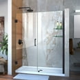 thumbnail image 1 of DreamLine Unidoor 56-57 in. W x 72 in. H Frameless Hinged Shower Door with Shelves in Satin Black, 1 of 12