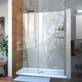 thumbnail image 1 of DreamLine Unidoor 58-59 in. W x 72 in. H Frameless Hinged Shower Door with Shelves in Brushed Nickel, 1 of 13