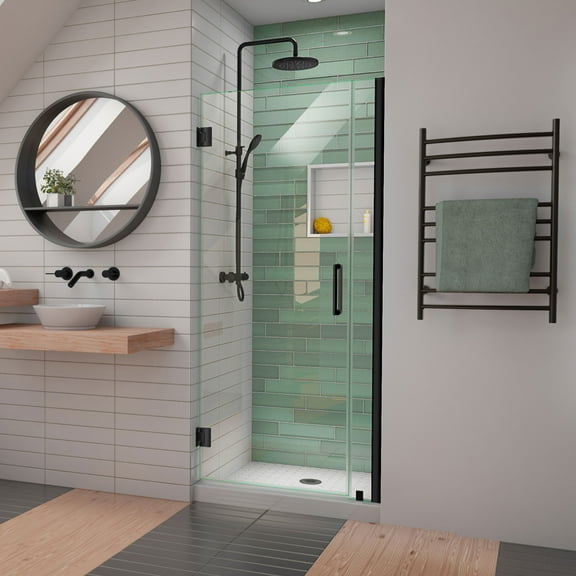 DreamLine Unidoor-LS 29-30 in. W x 72 in. H Frameless Hinged Shower Door in Satin Black