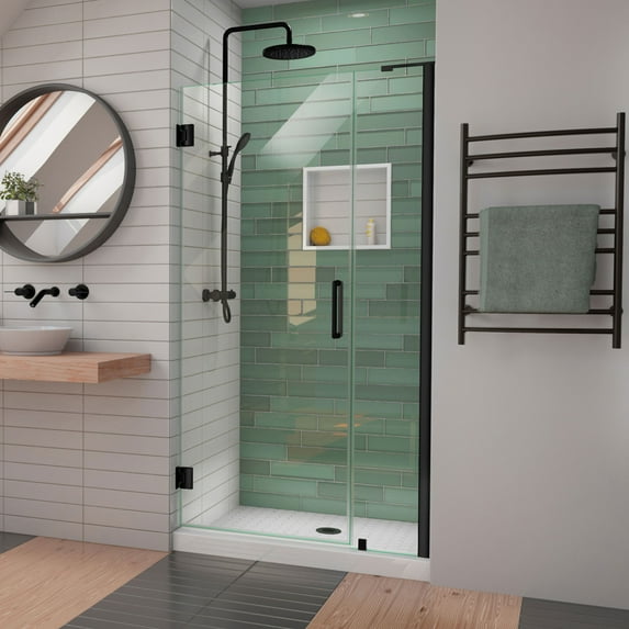 DreamLine Unidoor-LS 38-39 in. W x 72 in. H Frameless Hinged Shower Door in Satin Black