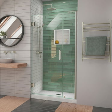 DreamLine Unidoor-LS 41-42 in. W x 72 in. H Frameless Hinged Shower Door in Brushed Nickel