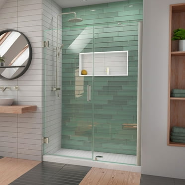 DreamLine Unidoor-LS 50-51 in. W x 72 in. H Frameless Hinged Shower Door in Brushed Nickel