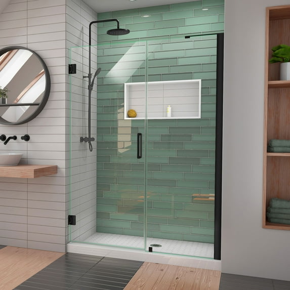 DreamLine Unidoor-LS 50-51 in. W x 72 in. H Frameless Hinged Shower Door in Satin Black