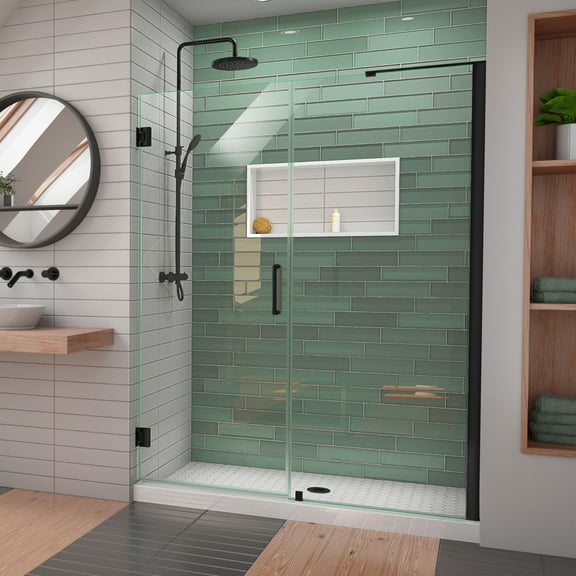 DreamLine Unidoor-LS 57-58 in. W x 72 in. H Frameless Hinged Shower Door with L-Bar in Satin Black