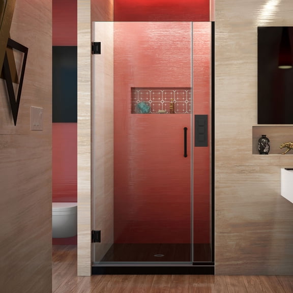 DreamLine Unidoor Plus 29 1/2 - 30 in. W x 72 in. H Frameless Hinged Shower Door in Satin Black