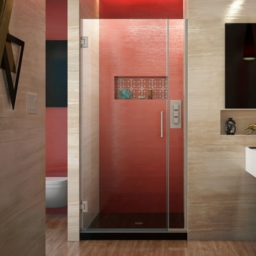 DreamLine Unidoor Plus 30 1/2 - 31 in. W x 72 in. H Frameless Hinged Shower Door in Brushed Nickel