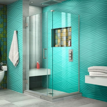 DreamLine Unidoor Plus 30 1/2 in. W x 30 3/8 in. D x 72 in. H Frameless Hinged Shower Enclosure in Brushed Nickel
