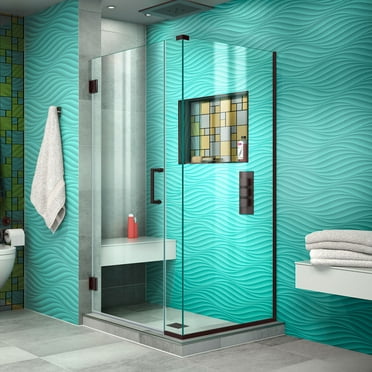 DreamLine Unidoor Plus 30 1/2 in. W x 34 3/8 in. D x 72 in. H Frameless Hinged Shower Enclosure in Oil Rubbed Bronze