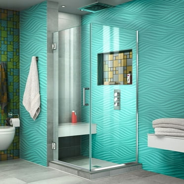 DreamLine Unidoor Plus 30 3/8 in. W x 30 in. D x 72 in. H Frameless Hinged Shower Enclosure in Chrome