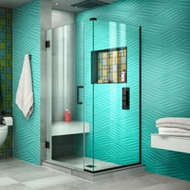 DreamLine Unidoor Plus 33 in. W x 34 3/8 in. D x 72 in. H Frameless Hinged Shower Enclosure in Satin Black
