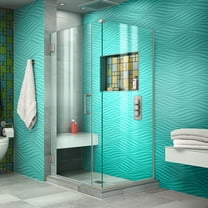 DreamLine Unidoor Plus 36 1/2 in. W x 30 3/8 in. D x 72 in. H Frameless Hinged Shower Enclosure in Brushed Nickel