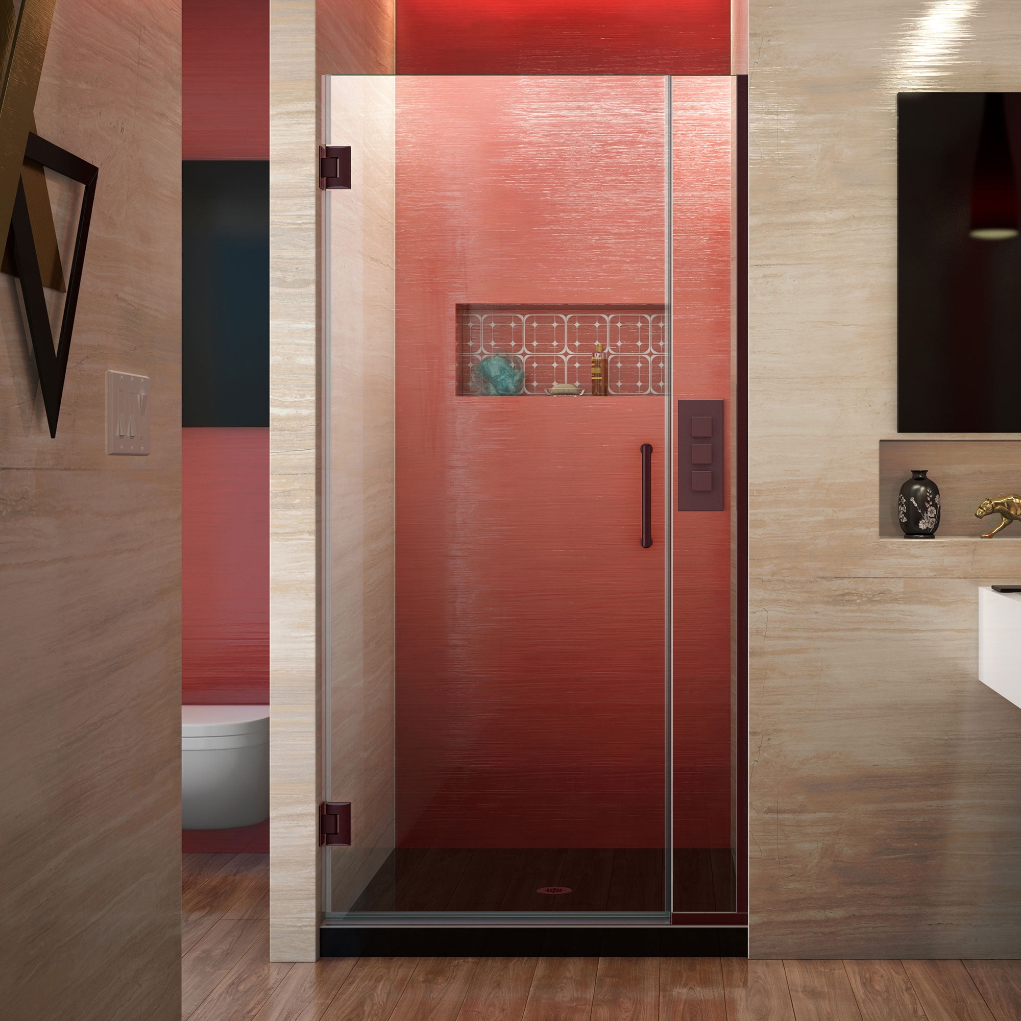 DreamLine Unidoor Plus 36-36 1/2 in. W x 72 in. H Frameless Hinged Shower Door in Oil Rubbed Bronze