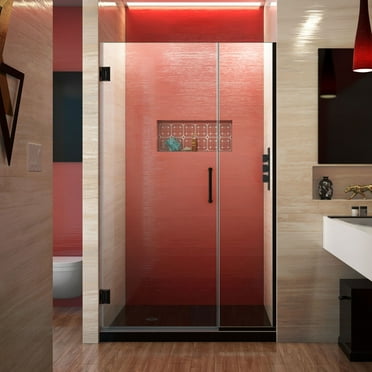 DreamLine Unidoor Plus 38-38 1/2 in. W x 72 in. H Frameless Hinged Shower Door in Satin Black