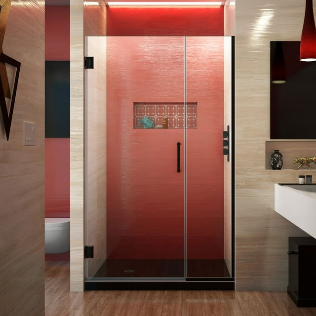 DreamLine Unidoor Plus 39-39 1/2 in. W x 72 in. H Frameless Hinged Shower Door in Satin Black