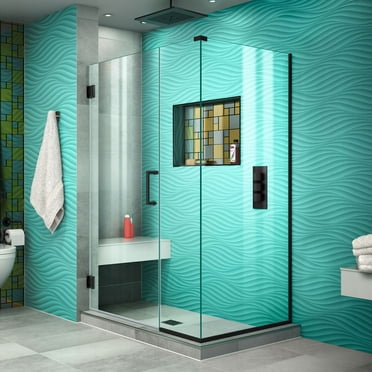 DreamLine Unidoor Plus 40 1/2 in. W x 30 3/8 in. D x 72 in. H Frameless Hinged Shower Enclosure in Satin Black