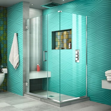 DreamLine Unidoor Plus 41 1/2 in. W x 30 3/8 in. D x 72 in. H Frameless Hinged Shower Enclosure in Chrome