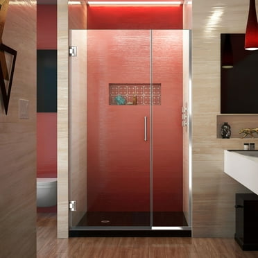 DreamLine Unidoor Plus 41-41 1/2 in. W x 72 in. H Frameless Hinged Shower Door in Chrome