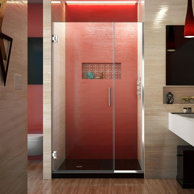 DreamLine Unidoor Plus 44-44 1/2 in. W x 72 in. H Frameless Hinged Shower Door in Chrome