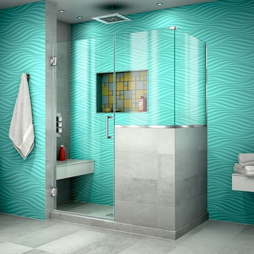 DreamLine Unidoor Plus 47 in. W x 30 3/8 in. D x 72 in. H Frameless Hinged Shower Enclosure in Chrome