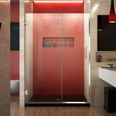 DreamLine Unidoor Plus 48-48 1/2 in. W x 72 in. H Frameless Hinged Shower Door in Chrome