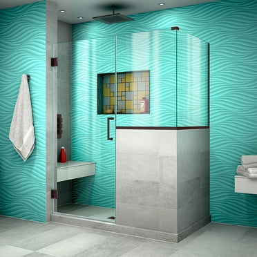 DreamLine Unidoor Plus 48 in. W x 30 3/8 in. D x 72 in. H Frameless Hinged Shower Enclosure in Oil Rubbed Bronze