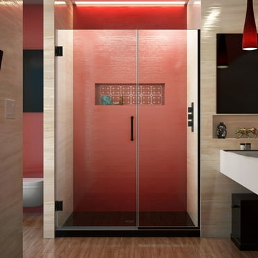DreamLine Unidoor Plus 49-49 1/2 in. W x 72 in. H Frameless Hinged Shower Door in Satin Black
