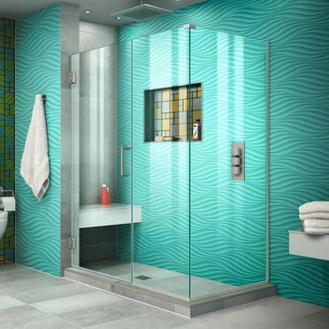 DreamLine Unidoor Plus 50 1/2 in. W x 30 3/8 in. D x 72 in. H Frameless Hinged Shower Enclosure in Brushed Nickel