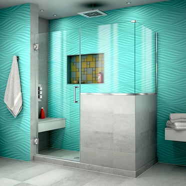DreamLine Unidoor Plus 54 in. W x 36 3/8 in. D x 72 in. H Frameless Hinged Shower Enclosure in Chrome
