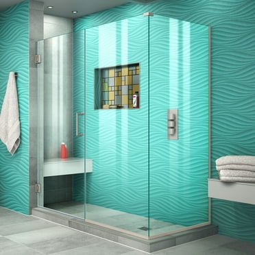 DreamLine Unidoor Plus 55 1/2 in. W x 30 3/8 in. D x 72 in. H Frameless Hinged Shower Enclosure in Brushed Nickel